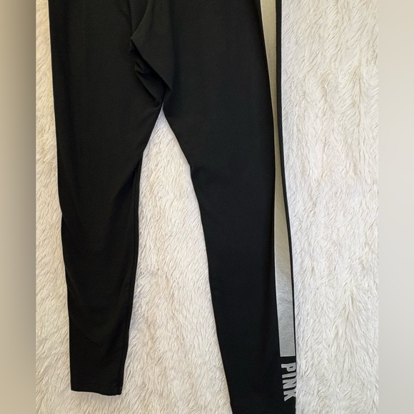 PINK by Victoria’s Secret Black Leggings / Silver  Stripe Athletic– Size XL 🤍🩶🖤 - Picture 13 of 17